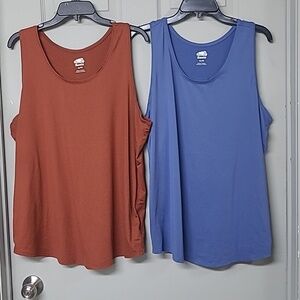 Roots Renew Racer Tank Dark Bundle Of 2 Rust/Dusty Blue Size XL Like New